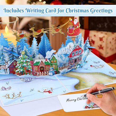 D4DREAM 3D Winter Village Pop up Christmas Card for Family, Friends, Kids, Xmas Popup Card with Blank Notecard & Envelope in Saudi Arabia