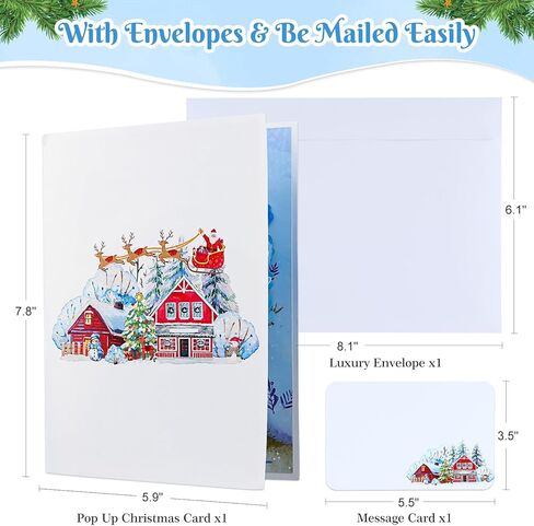 D4DREAM 3D Winter Village Pop up Christmas Card for Family, Friends, Kids, Xmas Popup Card with Blank Notecard & Envelope in Saudi Arabia