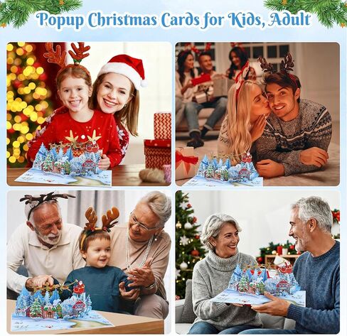 D4DREAM 3D Winter Village Pop up Christmas Card for Family, Friends, Kids, Xmas Popup Card with Blank Notecard & Envelope in Saudi Arabia