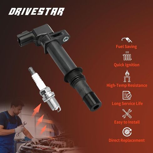 ملفات إشعال 6x UF270 من DRIVESTAR و6x شمعات إشعال إيريديوم متوافقة مع 2004-2008 دودج داكوتا/دورانجو/رام 1500، 2002-2008 جيب جراند شيروكي/ليبرتي/نيترو، 2006-2008 ميتسوبيشي رايدر in Saudi Arabia