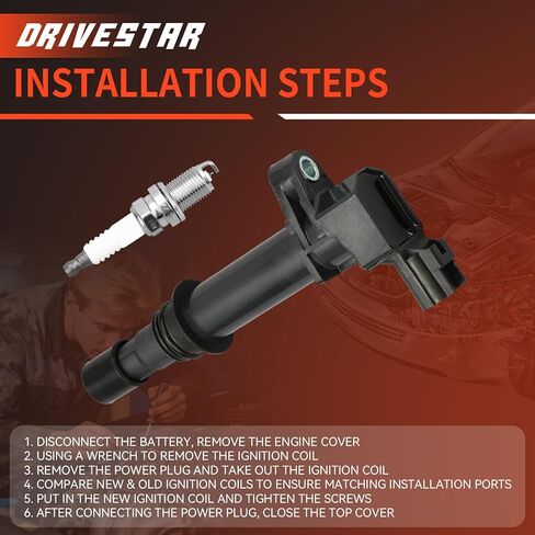 ملفات إشعال 6x UF270 من DRIVESTAR و6x شمعات إشعال إيريديوم متوافقة مع 2004-2008 دودج داكوتا/دورانجو/رام 1500، 2002-2008 جيب جراند شيروكي/ليبرتي/نيترو، 2006-2008 ميتسوبيشي رايدر in Saudi Arabia