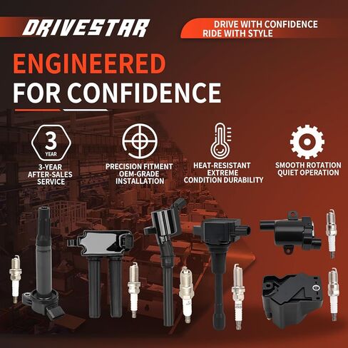 ملفات إشعال 6x UF270 من DRIVESTAR و6x شمعات إشعال إيريديوم متوافقة مع 2004-2008 دودج داكوتا/دورانجو/رام 1500، 2002-2008 جيب جراند شيروكي/ليبرتي/نيترو، 2006-2008 ميتسوبيشي رايدر in Saudi Arabia