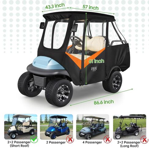 4-Passengers Golf Cart Driving Enclosure for Club Car Precedent, Clear Window Rain Cover All Weather Waterproof Windproof Snowproof Storage Covers in Kuwait