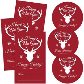 Christmas Gift Tags Stickers, Buffalo Plaid Holiday Labels for Present, 20 Round & 20 Rect Writable Self-Adhesive, Perfect Party Favor Supplies Decor, Gift Wrapping, DIY Handcraft, Envelope Seals-A32 in Kuwait