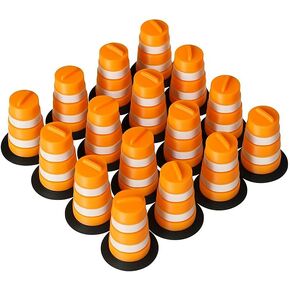 1/64 Scale Commander-Style Traffic Barrels (16 Pack) | Modern Construction Drums for Die-Cast Dioramas & Displays in Saudi Arabia