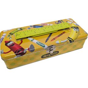 Metal Pencil Storage Box with Ruler Handle, Yellow Decorative School Supply Container, Secure Clasp Closure, Activity Storage Case in Saudi Arabia