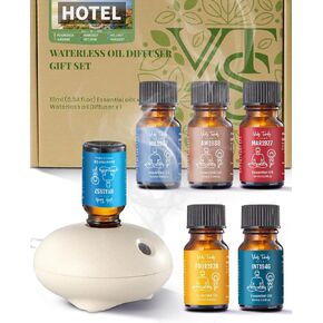 VTS Hotel Scented Essential Oils Set with Waterless Oil Diffuser, Aromatherapy Essential Oil Blends for Diffusers for Home, Luxury Hotel Scents - Inspired by 5 Star Hotels, Air Freshener Room Diffuser in Kuwait