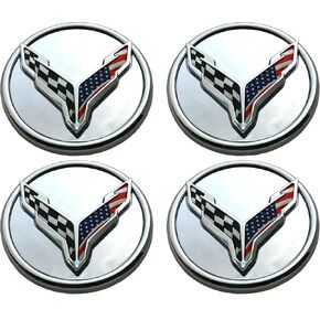 4Pcs Custom Wheel Center Wheel Cap Flash Cross USA Flags Logo Replacement for 2020-2025 C8 Corvette 84691535 New (Chrome Colorful) in Kuwait