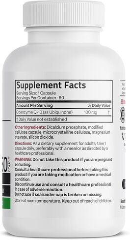 برونسون CoQ10 100 MG عالي الفعالية لإنتاج الطاقة الخلوية، 60 كبسولة نباتية in Saudi Arabia