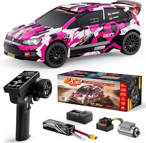 1:12 RC Rally Car Fast Max 50 MPH، سيارة الانجراف مع الجيروسكوب 4X4، سيارات RC سريعة بدون فرش مع بطارية 3S 2200 مللي أمبير، 1/12 سيارات التحكم عن بعد للبالغين للدفع الرباعي، لمضمار السباق والطين الأحمر in Kuwait