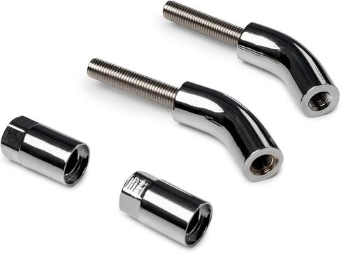 Chrome Mirror Stem Extenders Compatible with Harley-Davidson Motorcycles with Stock Round Stems - Extend Mirrors Approx. 3" Outward and 1 3/4" Upward For Improved Rear Visibility in Kuwait