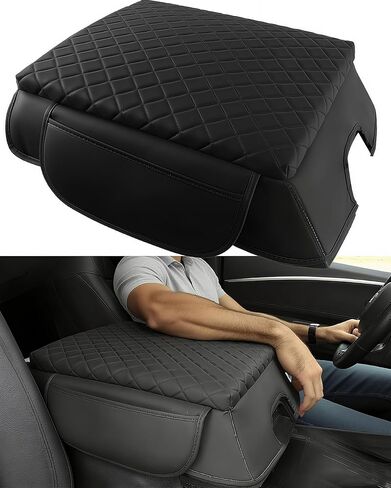 غطاء وحدة التحكم المركزية لسيارة Ford F150 2015-2020، F250/F350/F450 2017-2022 & Expedition 2018-2024، مسند ذراع مركزي سميك لمقعد الدلو، وسادة صندوقية من جلد البولي يوريثان وواقي داخلي مضاد للخدش in Saudi Arabia