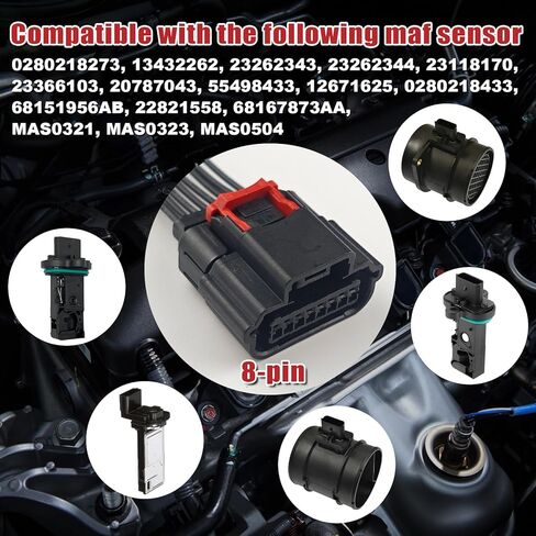 Maf Sensor Female Connector Plug Pigtail Harness 8 Pin - متوافق مع لكزس تويوتا سوبارو مازدا شيفروليه فولفو in Kuwait