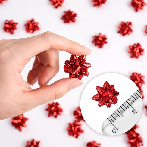 WRAPAHOLIC 100 Pcs Metallic Red Gift Bow Assortment - 1 Inch Mini Bow for Christmas, Birthday, Wedding, Baby Shower, Bridal Showers in Saudi Arabia