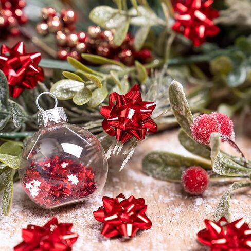 WRAPAHOLIC 100 Pcs Metallic Red Gift Bow Assortment - 1 Inch Mini Bow for Christmas, Birthday, Wedding, Baby Shower, Bridal Showers in Saudi Arabia