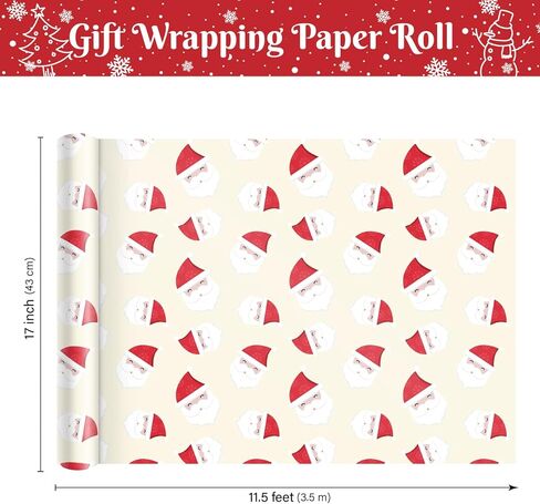 Linelglobal Christmas Wrapping Paper Small Roll 3（Green, Red, White, Snowflake, Santa Claus, Christmas Tree） for Xmas Holiday Gift Wrap 17x137 Inch in Saudi Arabia
