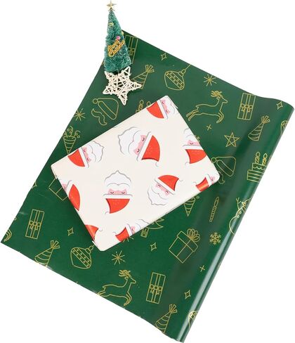Linelglobal Christmas Wrapping Paper Small Roll 3（Green, Red, White, Snowflake, Santa Claus, Christmas Tree） for Xmas Holiday Gift Wrap 17x137 Inch in Saudi Arabia