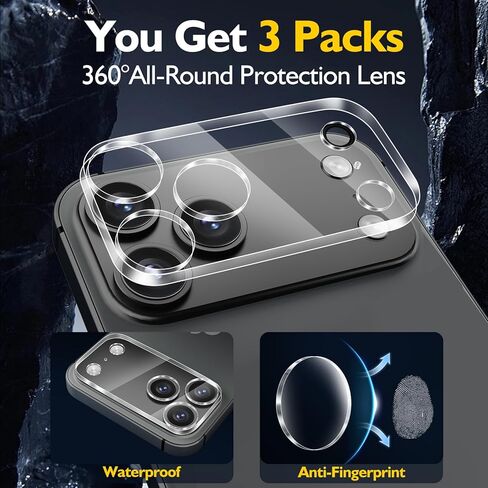 For iPhone 16 Pro /16 Pro Max Camera Lens Protector Tempered Glass Full Coverage Guard - 3 Packs/Transparent in Saudi Arabia