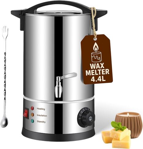 جهاز إذابة الشمع GKFF لصنع الشموع، وعاء ذوبان كهربائي كبير للغاية بسعة 4.4 لتر (7 رطل) لصنع الصابون واللوشن وزبدة الجسم، مع التحكم في درجة الحرارة وفوهة صب سريعة، مثالي لصانعي الشموع المنزلية والحرف اليدوية in Kuwait