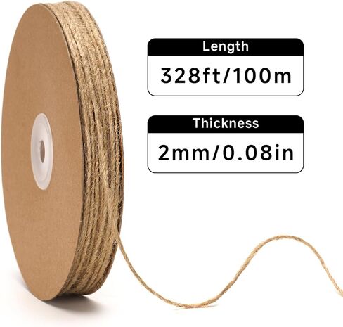 G2PLUS 328FT Jute Twine 2mm 3 Ply Natural Craft Twine String for Gift Wrapping, DIY Crafts, Gardening & Home Use in Saudi Arabia