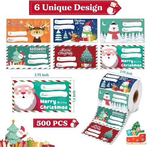 200PCS Christmas Gift Tags,Self-Adhesive Name Tags Stickers,Holiday Labels,for Presents, Boxes and Wrapping Paper Decorations in Saudi Arabia
