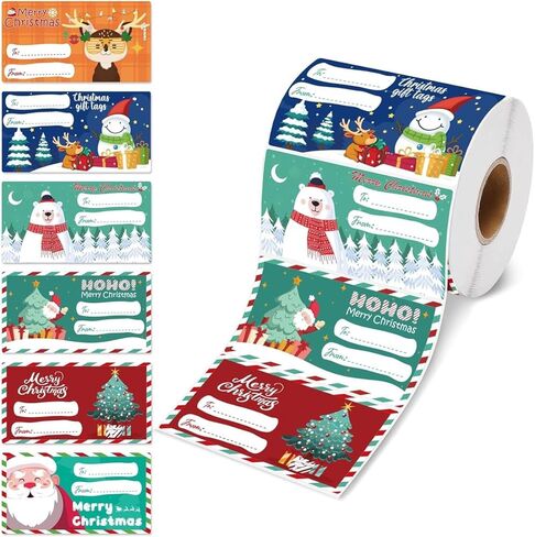 200PCS Christmas Gift Tags,Self-Adhesive Name Tags Stickers,Holiday Labels,for Presents, Boxes and Wrapping Paper Decorations in Saudi Arabia