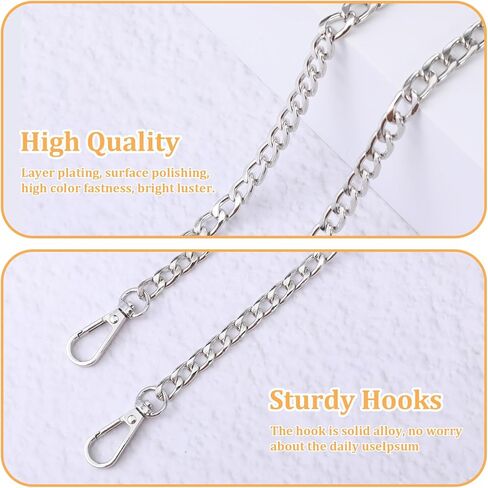 IANFAN 12 Pack Purse Chain Replacement, 47" Crossbody Chain Strap Metal Shoulder Cross Body Bag Chains with Buckles for DIY Handbags(Silver, Black) in Saudi Arabia