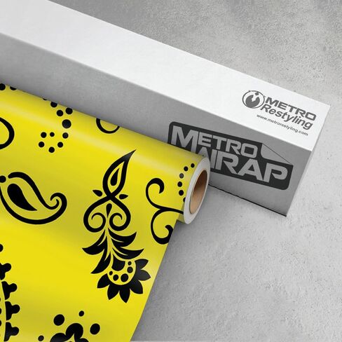 Metro Wrap Car Vinyl Wrap | Jumbo Bandana Black and White | 59in x 1ft in Saudi Arabia