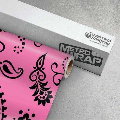 Metro Wrap Car Vinyl Wrap | Jumbo Bandana Black and White | 59in x 1ft in Saudi Arabia