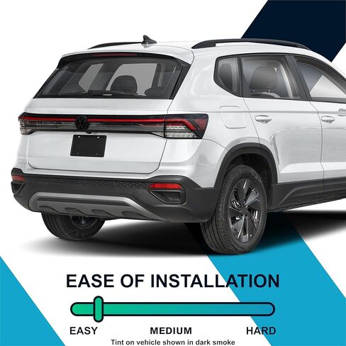لون الشعار الأمامي والخلفي المقطوع مسبقًا متوافق مع سيارة Volkswagen Taos SE 2022+ | غطاء خارجي من الفينيل PPF قابل للتمدد بدقة ودخان داكن (عبوة من قطعتين) in Kuwait