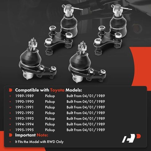 A-Premium Set of 4, Front Upper and Lower Ball Joints Kit, Compatible with Toyota Pickup 1989-1995, RWD in Saudi Arabia
