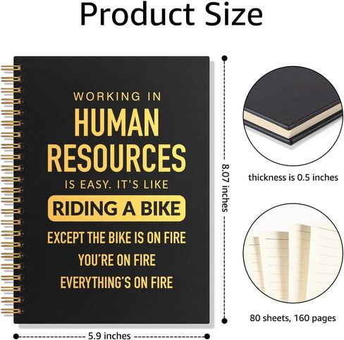 Human Resources Lined Spiral Notebook, Funny 160 Pages Ruled Hardcover Notebooks for Work, HR Appreciation Gifts, Christmas Birthday Thank You Gifts for Human Resources Recruiter Coworker in Saudi Arabia