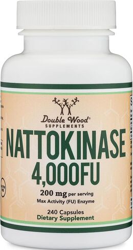 مكمل Nattokinase 4000 حصة FU، 120 كبسولة (مشتقة من الناتو الياباني) إنزيمات نظامية لدعم القلب والأوعية الدموية والدورة الدموية (تم تصنيعها في الولايات المتحدة الأمريكية) بواسطة Double Wood in Kuwait