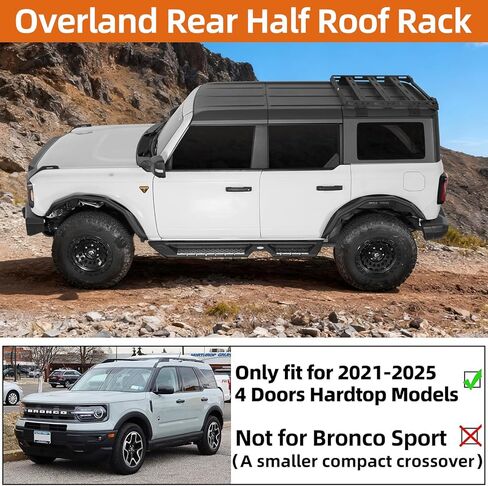 Hooke Road Bronco Half Roof Rack 4 Door for 2021-2025 Ford Bronco 4-Door Hardtop (Exclude Bronco Sport), Overland Roof Basket Cargo Storage, No-Drill Easy Install in Saudi Arabia