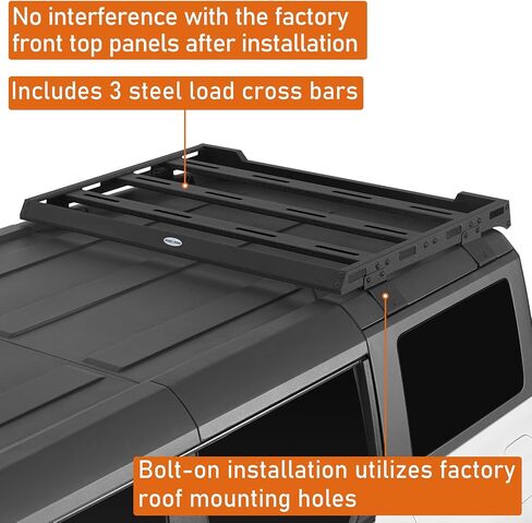 Hooke Road Bronco Half Roof Rack 4 Door for 2021-2025 Ford Bronco 4-Door Hardtop (Exclude Bronco Sport), Overland Roof Basket Cargo Storage, No-Drill Easy Install in Saudi Arabia