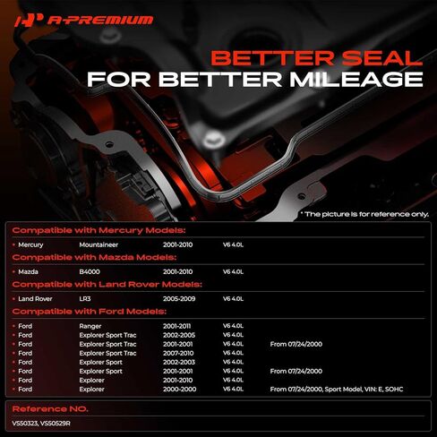 مجموعة حشية غطاء صمام المحرك A-Premium متوافقة مع موديلات Ford وLand Rover وMazda وMercury - Explorer 2000-2010، Explorer Sport Trac 2001-2005/2007-2010، Ranger، LR3، B4000، Mountaineer، V6 4.0L in Saudi Arabia