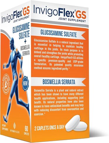 INVIGOFLEX® GS - Glucosamine Sulfate (Shellfish Free, Sodium Free & Vegetarian Safe) Non GMO, Gluten Free - with Boswellia Serrata - Knees, Hands, Back, and Hip Premium Joint Supplement in Kuwait
