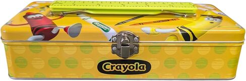 Metal Pencil Storage Box with Ruler Handle, Yellow Decorative School Supply Container, Secure Clasp Closure, Activity Storage Case in Saudi Arabia