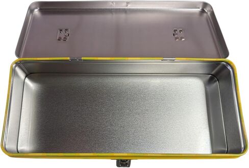 Metal Pencil Storage Box with Ruler Handle, Yellow Decorative School Supply Container, Secure Clasp Closure, Activity Storage Case in Saudi Arabia