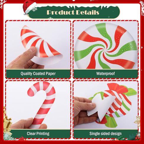 MixTeach 180 Pcs Christmas Candyland Cutouts Paper Candy Cutouts Peppermint Candy Canes Wall Decor with Glue Points for Xmas Birthday Baby Shower Classroom School Bulletin Board Holiday Party Supplies in Saudi Arabia