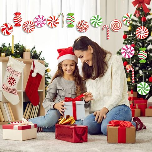 MixTeach 180 Pcs Christmas Candyland Cutouts Paper Candy Cutouts Peppermint Candy Canes Wall Decor with Glue Points for Xmas Birthday Baby Shower Classroom School Bulletin Board Holiday Party Supplies in Saudi Arabia