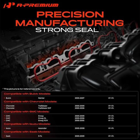 A-Premium Lower Engine Intake Manifold Gasket Set Compatible with Chevrolet, GMC, Isuzu, Saab & Buick Vehicles - Trailblazer/Envoy/9-7x 2005-2009, Trailblazer EXT, Envoy XL XUV, Ascender, Rainier in Saudi Arabia