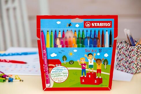 STABILO Fibre-Tip Pen with Triangular Grip Zone Trio A-Z - Pack of 24 - Assorted Colours including 4 Neon Colours in Kuwait