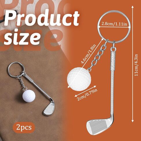 2 PCS Golf Club Keychain, Mini Alloy Golf Keychain Golf Gifts Keychains for Men Women Golfers Golf Ball Keychains Backpack Decorations Birthday Christmas Gifts for Family Sports Golf Lovers in Saudi Arabia