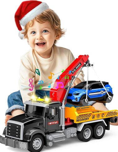 Kids Toys for 3 4 5 6 7 Years Old Boys, 15" Large Farm Truck with Loading Crane and 6 Trunks Friction Powered Truck Vehicle Toy for Toddler, Birthday Gifts for Boy Toddler Child in Saudi Arabia