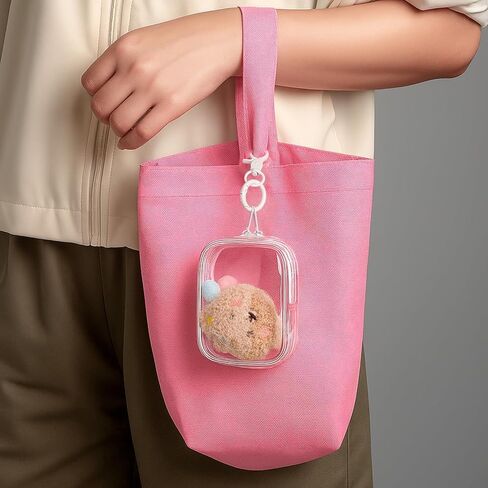 PVC Multifunction Organizer: Earbud Case, Blind Box Doll Transparent Display, Makeup Bag, Travel Essentials Organizer & Travel Bag, Doll is Not Included, Light Pink in Saudi Arabia