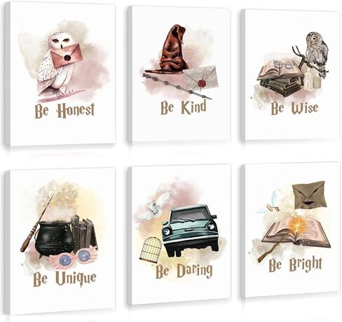 Magical Girls Room Wall Art Decor,Watercolor Magic Book Owl Letter Wall Art Prints,Motivational Saying Be Kind&Be Honest Posters for Baby Kids Room Decor Home Decoration,Set of in Saudi Arabia