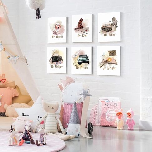 Magical Girls Room Wall Art Decor,Watercolor Magic Book Owl Letter Wall Art Prints,Motivational Saying Be Kind&Be Honest Posters for Baby Kids Room Decor Home Decoration,Set of in Saudi Arabia