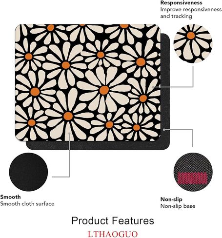 Garden Blooming Flowers Mouse Pad, Colourful Wildflowers Floral Mouse Mat with Waterproof Anti Slip Rubber Mousepad for Desktops, Computers, 9.5 X 7.9 Inch, Blcak in Kuwait