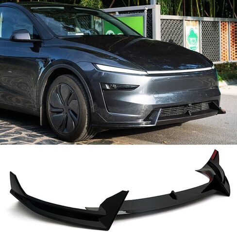 فاصل سبويلر للشفاه الأمامي لسيارة Tesla Model Y 2025 2026 Tesla Model Y ترقية ديناميكية هوائية ممتازة وحماية ممتصة للصدمات 3 قطع (أسود لامع) in Saudi Arabia